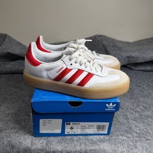 Adidas Womens Sambae Samba Cloud White Better Scarlet Red Sneakers ID0438 SZ 6